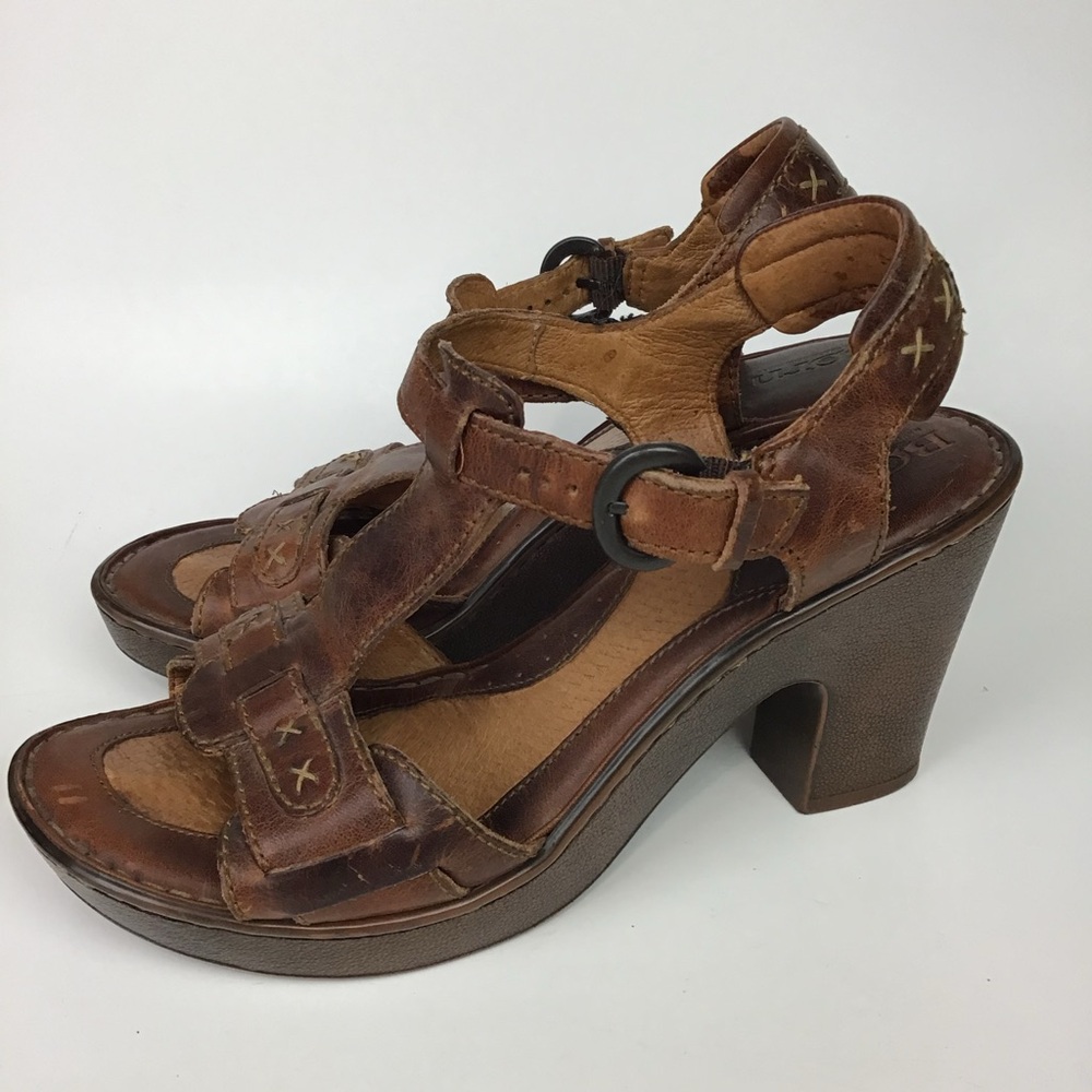 Born Tan Leather Strappy Sandals - Picture 3 of 7